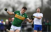 27 February 2022; David Clifford of Kerry celebrates after scoring a goal during the Allianz Football League Division 1 match between Monaghan and Kerry at Inniskeen in Monaghan. Photo by Philip Fitzpatrick/Sportsfile