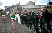 27 February 2022; Oisin Mullin of Mayo runs out for the second half of the Allianz Football League Division 1 match between Mayo and Armagh at Dr Hyde Park in Roscommon. Photo by Ramsey Cardy/Sportsfile