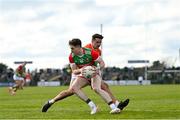27 February 2022; Paddy Durcan of Mayo in action against Stefan Campbell of Armagh during the Allianz Football League Division 1 match between Mayo and Armagh at Dr Hyde Park in Roscommon. Photo by Ramsey Cardy/Sportsfile