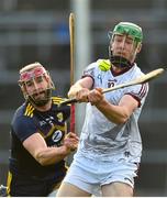 27 February 2022; Cianan Fahy of Galway in action against Paudie Foley of Wexford during the Allianz Hurling League Division 1 Group A match between Galway and Wexford at Pearse Stadium in Galway. Photo by Diarmuid Greene/Sportsfile