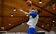 27 February 2022; Zayd Muosa of Cyprus warms up before the FIBA EuroBasket 2025 Pre-Qualifiers First Round Group A match between Ireland and Cyprus at the National Basketball Arena in Tallaght, Dublin. Photo by Brendan Moran/Sportsfile