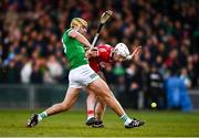 27 February 2022; Patrick Horgan of Cork in action against Dan Morrissey of Limerick during the Allianz Hurling League Division 1 Group A match between Limerick and Cork at TUS Gaelic Grounds in Limerick. Photo by Eóin Noonan/Sportsfile