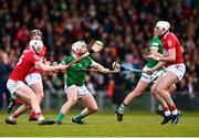 27 February 2022; Cian Lynch of Limerick in action against Tim O’Mahony of Cork during the Allianz Hurling League Division 1 Group A match between Limerick and Cork at TUS Gaelic Grounds in Limerick. Photo by Eóin Noonan/Sportsfile