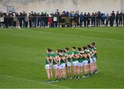 27 February 2022; Kerry players stand for the playing of the National Anthem before the Allianz Football League Division 1 match between Monaghan and Kerry at Inniskeen Grattans GAA Club in Monaghan. Photo by Stephen McCarthy/Sportsfile