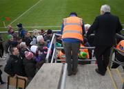 27 February 2022; Supporters try and get into an already full stand before the Allianz Football League Division 1 match between Monaghan and Kerry at Inniskeen Grattans GAA Club in Monaghan. Photo by Stephen McCarthy/Sportsfile