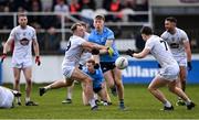 27 February 2022; Seán Bugler of Dublin is tackled by Brian McLoughlin of Kildare during the Allianz Football League Division 1 match between Kildare and Dublin at St Conleth's Park in Newbridge, Kildare. Photo by Piaras Ó Mídheach/Sportsfile