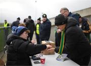 27 February 2022; Kerry supporters purchase match programmes before the Allianz Football League Division 1 match between Monaghan and Kerry at Inniskeen Grattans GAA Club in Monaghan. Photo by Stephen McCarthy/Sportsfile