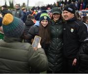 27 February 2022; Kerry manager Jack O'Connor poses for a photograph with supporters after the Allianz Football League Division 1 match between Monaghan and Kerry at Inniskeen Grattans GAA Club in Monaghan. Photo by Stephen McCarthy/Sportsfile