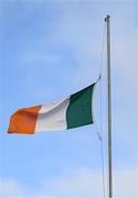 27 February 2022; The Tricolour flies at half mast during the Allianz Hurling League Division 1 Group B match between Kilkenny and Laois at UPMC Nowlan Park in Kilkenny. Photo by Ray McManus/Sportsfile