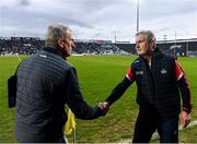 27 February 2022; Cork manager Kieran Kingston shakes hands with Limerick manager John Kiely after the Allianz Hurling League Division 1 Group A match between Limerick and Cork at TUS Gaelic Grounds in Limerick. Photo by Eóin Noonan/Sportsfile