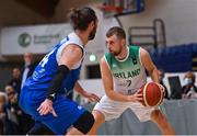 27 February 2022; Sean Flood of Ireland in action against Iakovos Panteli of Cyprus during the FIBA EuroBasket 2025 Pre-Qualifiers First Round Group A match between Ireland and Cyprus at the National Basketball Arena in Tallaght, Dublin. Photo by Brendan Moran/Sportsfile