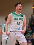 27 February 2022; Jordan Blount of Ireland celebrates a late score during the FIBA EuroBasket 2025 Pre-Qualifiers First Round Group A match between Ireland and Cyprus at the National Basketball Arena in Tallaght, Dublin. Photo by Brendan Moran/Sportsfile