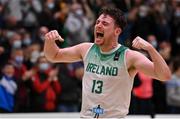 27 February 2022; Jordan Blount of Ireland celebrates after the FIBA EuroBasket 2025 Pre-Qualifiers First Round Group A match between Ireland and Cyprus at the National Basketball Arena in Tallaght, Dublin. Photo by Brendan Moran/Sportsfile