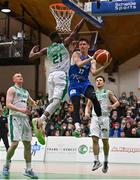 27 February 2022; Filippos Vasileios Tigkas of Cyprus in action against Taiwo Badmus of Ireland during the FIBA EuroBasket 2025 Pre-Qualifiers First Round Group A match between Ireland and Cyprus at the National Basketball Arena in Tallaght, Dublin. Photo by Brendan Moran/Sportsfile