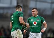 27 February 2022; Dave Kilcoyne of Ireland, right, and teammate Dan Sheehan during the Guinness Six Nations Rugby Championship match between Ireland and Italy at the Aviva Stadium in Dublin. Photo by Seb Daly/Sportsfile