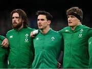 27 February 2022; Ireland players, from left, Mack Hansen, Joey Carbery and Josh van der Flier during the Guinness Six Nations Rugby Championship match between Ireland and Italy at the Aviva Stadium in Dublin. Photo by Seb Daly/Sportsfile