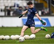 27 February 2022; Dublin goalkeeper Evan Comerford during the warm-up before the Allianz Football League Division 1 match between Kildare and Dublin at St Conleth's Park in Newbridge, Kildare. Photo by Piaras Ó Mídheach/Sportsfile