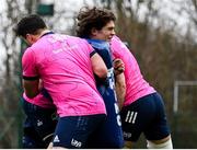 28 February 2022; Alex Soroka, centre, during Leinster Rugby squad training at UCD in Dublin. Photo by Harry Murphy/Sportsfile