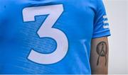 27 February 2022; A tattoo on the arm of David Byrne of Dublin the Allianz Football League Division 1 match between Kildare and Dublin at St Conleth's Park in Newbridge, Kildare. Photo by Piaras Ó Mídheach/Sportsfile