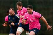 28 February 2022; Thomas Clarkson, right, during Leinster Rugby squad training at UCD in Dublin. Photo by Harry Murphy/Sportsfile