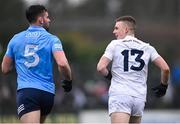 27 February 2022; Paddy Woodgate of Kildare and Seán McMahon of Dublin during the Allianz Football League Division 1 match between Kildare and Dublin at St Conleth's Park in Newbridge, Kildare. Photo by Piaras Ó Mídheach/Sportsfile