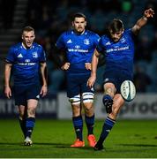 25 February 2022; Ross Byrne of Leinster kicks during the United Rugby Championship match between Leinster and Emirates Lions at RDS Arena in Dublin. Photo by Harry Murphy/Sportsfile