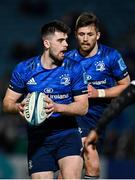 25 February 2022; Harry Byrne and Ross Byrne of Leinster during the United Rugby Championship match between Leinster and Emirates Lions at RDS Arena in Dublin. Photo by Harry Murphy/Sportsfile