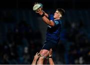 25 February 2022; Joe McCarthy of Leinster wins possession in the lineout during the United Rugby Championship match between Leinster and Emirates Lions at RDS Arena in Dublin. Photo by Harry Murphy/Sportsfile