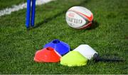 25 February 2022; Cones before the United Rugby Championship match between Leinster and Emirates Lions at the RDS Arena in Dublin. Photo by Seb Daly/Sportsfile