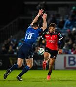 25 February 2022; Jordan Hendrikse of Emirates Lions in action against Ross Byrne of Leinster during the United Rugby Championship match between Leinster and Emirates Lions at the RDS Arena in Dublin. Photo by Seb Daly/Sportsfile