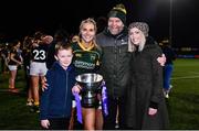 26 February 2022; Aoife Doyle of Railway Union with her family and the cup after the Energia Women's All-Ireland League Final match between Blackrock College and Railway Union at Energia Park in Dublin. Photo by Ben McShane/Sportsfile