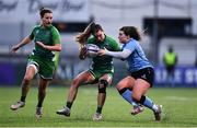 26 February 2022; Kate Farrell McCabe of Suttonians is tackled by Ursula Sammon of Galwegians during the Energia Women's All-Ireland League Conference Final match between Suttonians and Galwegians at Energia Park in Dublin. Photo by Ben McShane/Sportsfile