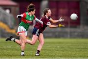 27 February 2022; Ailbhe Davoren of Galway and Kathryn Sullivan of Mayo during the Lidl Ladies Football National League Division 1 match between Galway and Mayo at Tuam Stadium in Galway. Photo by Ben McShane/Sportsfile