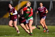 27 February 2022; Fiona McHale of Mayo and Aoife O'Rourke of Galway during the Lidl Ladies Football National League Division 1 match between Galway and Mayo at Tuam Stadium in Galway. Photo by Ben McShane/Sportsfile