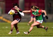 27 February 2022; Leanne Coen of Galway and Danielle Caldwell of Mayo during the Lidl Ladies Football National League Division 1 match between Galway and Mayo at Tuam Stadium in Galway. Photo by Ben McShane/Sportsfile