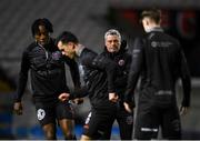 28 February 2022; Bohemians manager Keith Long watches his side warm up before the SSE Airtricity League Premier Division match between Bohemians and St Patrick's Athletic at Dalymount Park in Dublin. Photo by Eóin Noonan/Sportsfile