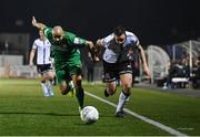 28 February 2022; Robbie Benson of Dundalk in action against Ethan Boyle of Finn Harps during the SSE Airtricity League Premier Division match between Dundalk and Finn Harps at Oriel Park in Dundalk, Louth. Photo by Ramsey Cardy/Sportsfile