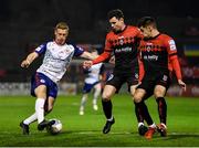 28 February 2022; Eoin Doyle of St Patrick's Athletic in action against James Finnerty and Grant Horton, right, of Bohemians during the SSE Airtricity League Premier Division match between Bohemians and St Patrick's Athletic at Dalymount Park in Dublin. Photo by Eóin Noonan/Sportsfile