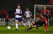 28 February 2022; Jay McClelland of St Patrick's Athletic in action against Grant Horton of Bohemians during the SSE Airtricity League Premier Division match between Bohemians and St Patrick's Athletic at Dalymount Park in Dublin. Photo by Eóin Noonan/Sportsfile