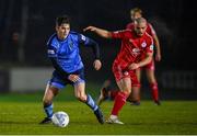 28 February 2022; Colm Whelan of UCD in action against Mark Coyle of Shelbourne during the SSE Airtricity League Premier Division match between UCD and Shelbourne at the UCD Bowl in Belfield, Dublin. Photo by Harry Murphy/Sportsfile