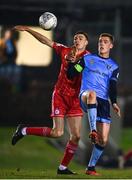 28 February 2022; Jack Keaney of UCD in action against Sean Boyd of Shelbourne during the SSE Airtricity League Premier Division match between UCD and Shelbourne at the UCD Bowl in Belfield, Dublin. Photo by Harry Murphy/Sportsfile