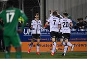 28 February 2022; Steven Bradley of Dundalk celebrates after scoring his side's first goal during the SSE Airtricity League Premier Division match between Dundalk and Finn Harps at Oriel Park in Dundalk, Louth. Photo by Ramsey Cardy/Sportsfile