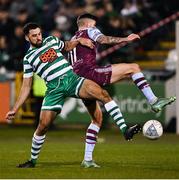 28 February 2022; Roberto Lopes of Shamrock Rovers in action against Adam Foley of Drogheda United during the SSE Airtricity League Premier Division match between Shamrock Rovers and Drogheda United at Tallaght Stadium in Dublin. Photo by Piaras Ó Mídheach/Sportsfile