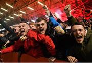 28 February 2022; Bohemians supporters celebrate after Stephen Mallon scored their first goal during the SSE Airtricity League Premier Division match between Bohemians and St Patrick's Athletic at Dalymount Park in Dublin. Photo by Eóin Noonan/Sportsfile