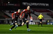 28 February 2022; Stephen Mallon of Bohemians celebrates after scoring his side's first goal during the SSE Airtricity League Premier Division match between Bohemians and St Patrick's Athletic at Dalymount Park in Dublin. Photo by Eóin Noonan/Sportsfile