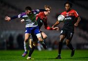 28 February 2022; Jack Scott of St Patrick's Athletic in action against Kris Twardek of Bohemians during the SSE Airtricity League Premier Division match between Bohemians and St Patrick's Athletic at Dalymount Park in Dublin. Photo by Eóin Noonan/Sportsfile