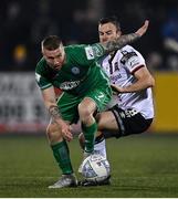 28 February 2022; Jesse Devers of Finn Harps in action against Robbie Benson of Dundalk during the SSE Airtricity League Premier Division match between Dundalk and Finn Harps at Oriel Park in Dundalk, Louth. Photo by Ramsey Cardy/Sportsfile
