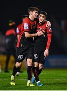 28 February 2022; Rory Feely, left, and Dawson Devoy of Bohemians after the SSE Airtricity League Premier Division match between Bohemians and St Patrick's Athletic at Dalymount Park in Dublin. Photo by Eóin Noonan/Sportsfile