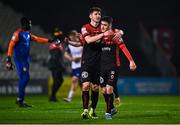 28 February 2022; Rory Feely, left, and Dawson Devoy of Bohemians after the SSE Airtricity League Premier Division match between Bohemians and St Patrick's Athletic at Dalymount Park in Dublin. Photo by Eóin Noonan/Sportsfile