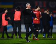 28 February 2022; Bohemians manager Keith Long celebrates after the SSE Airtricity League Premier Division match between Bohemians and St Patrick's Athletic at Dalymount Park in Dublin. Photo by Eóin Noonan/Sportsfile